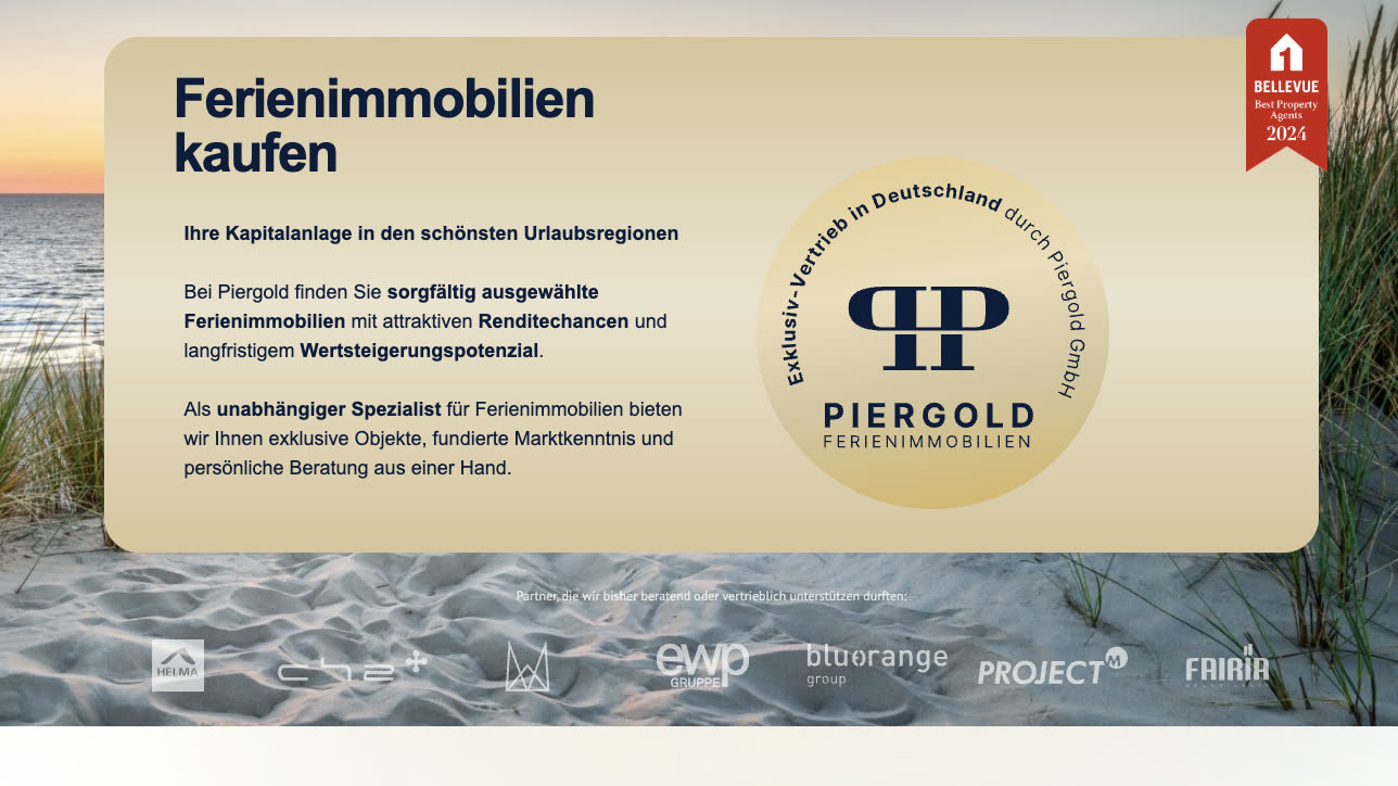 Website der Piergold GmbH im Browserfenster